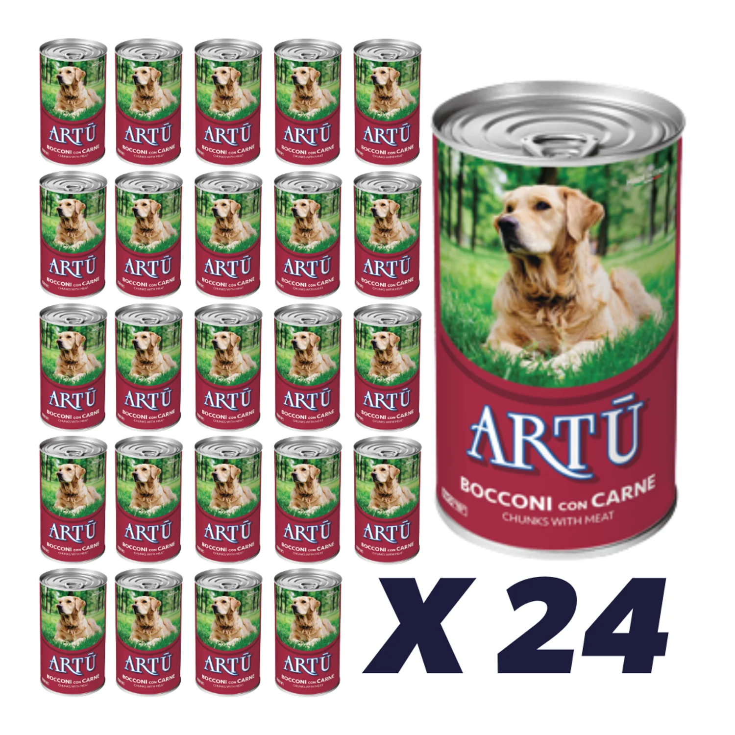 24 x Artu Dåsemad til hund med oksekød 415 g