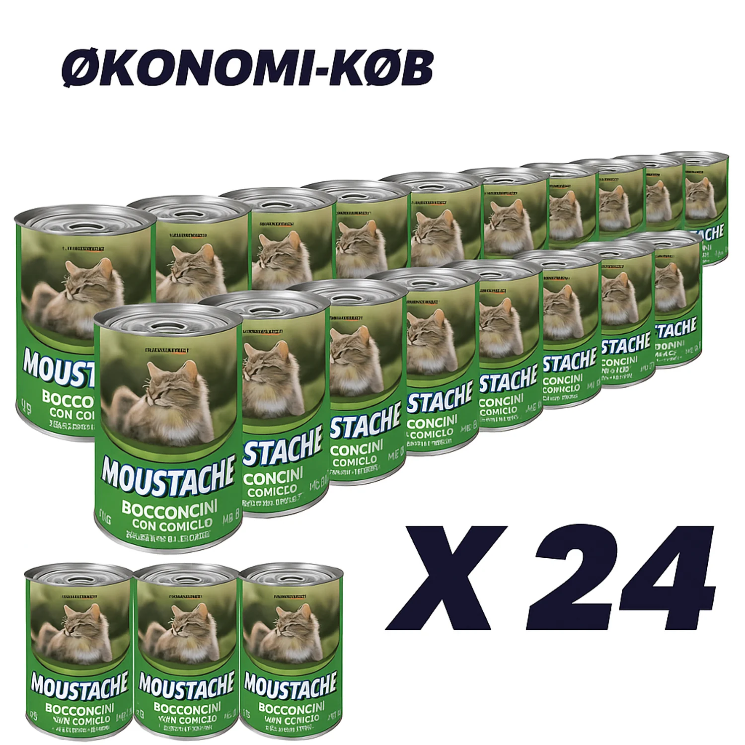 24 x Moustache Dåsemad til kat med kanin 415 g