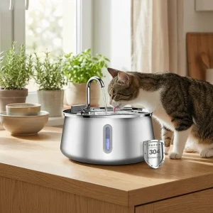 4 l vandfontæne til katte i rustfrit stål – maksimal hygiejne