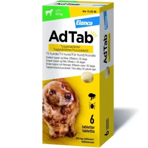 AdTab hund 11–22 kg 450 mg 6stk – loppe- og flåtbehandling
