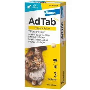 AdTab kat >2–8 kg 48 mg 3stk – loppe- og flåtbehandling