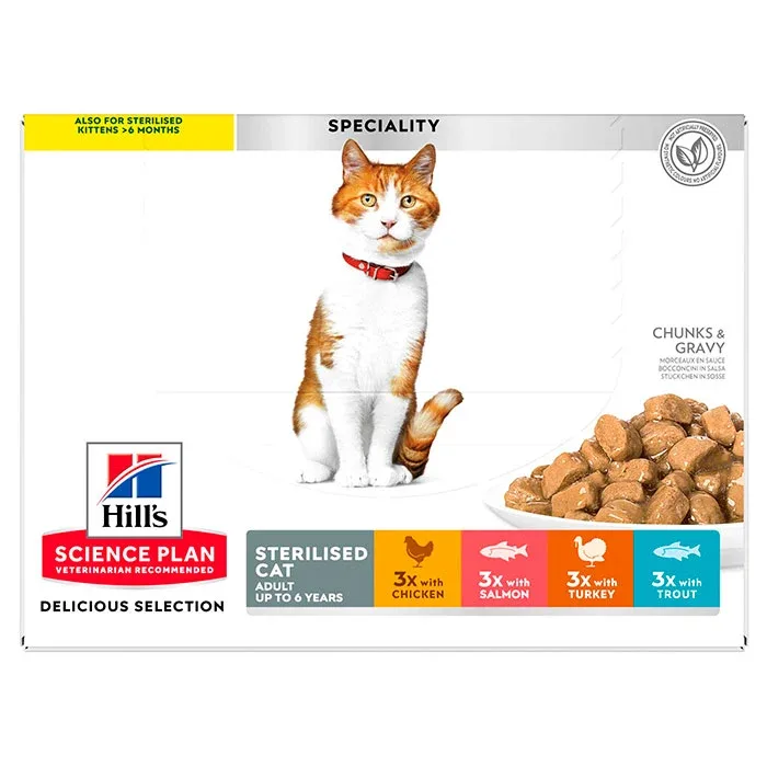 Adult Sterilised, menuboks pou 4 varianter 12x85 g