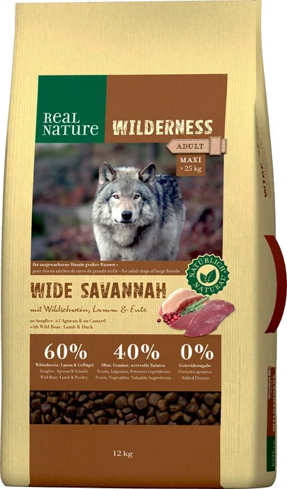 Adult Wilderness Wide Savannah Maxi vildsvin & lam 12 kg