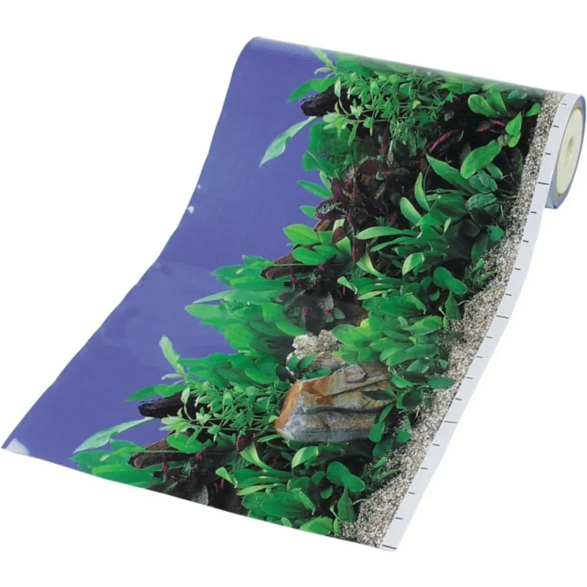 Akvariebaggrund, Blå med planter, dobbelt 30 cm x 1 m.