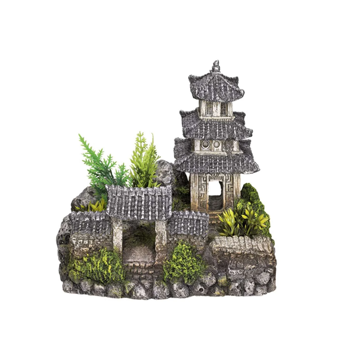 Akvariedekoration – Asian temple med plants