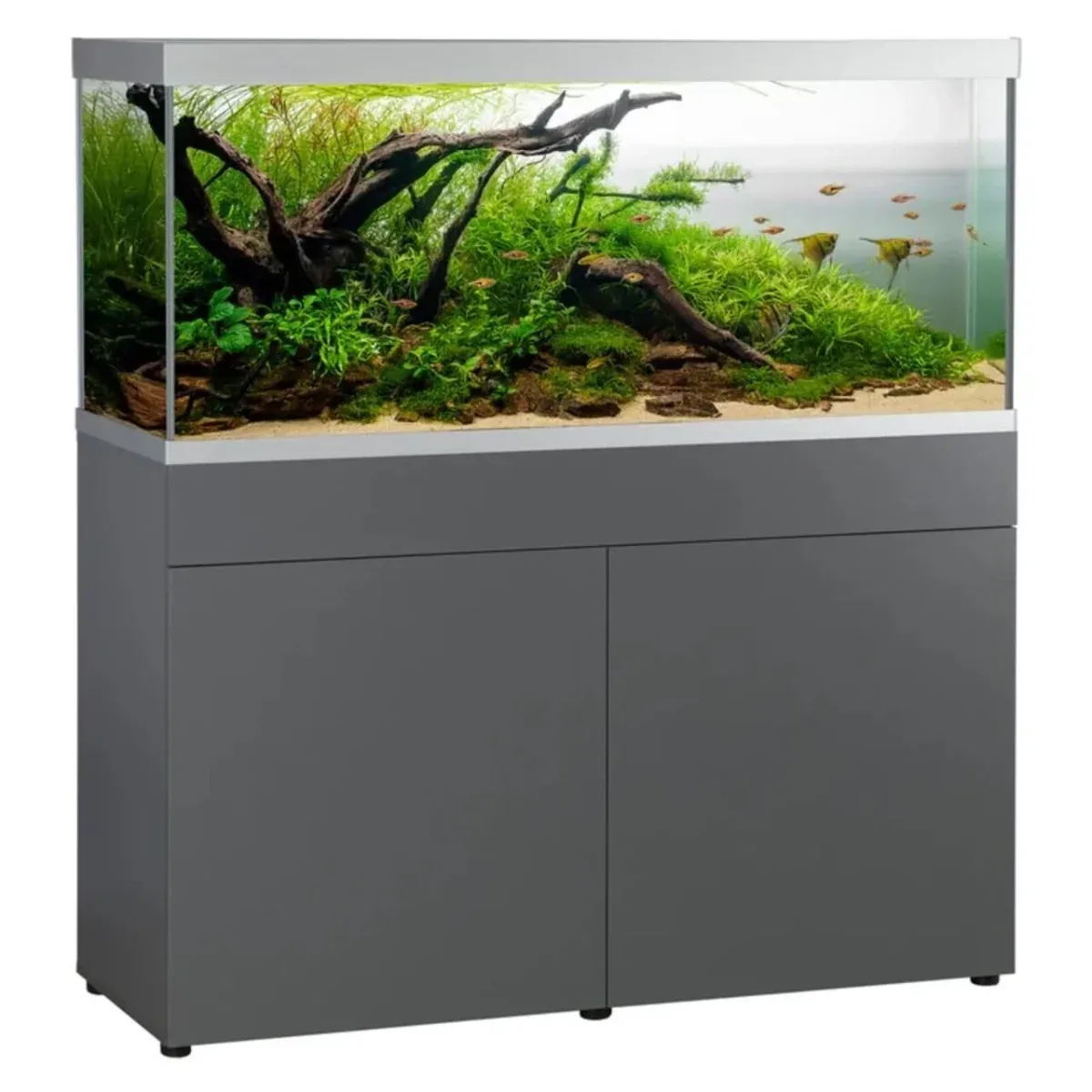AkvaStabil ELEMENT Akvarium 240L Sølv med ELEMENT Grå møbel 120 cm