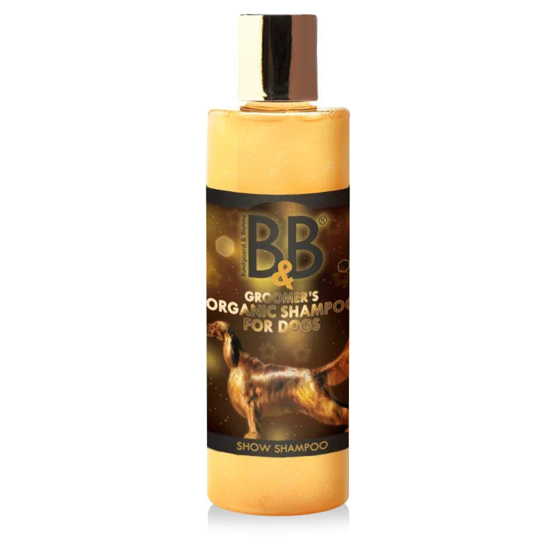 B&B økologisk Showshampoo med guld Mica- giver pelsen et ekstra løft