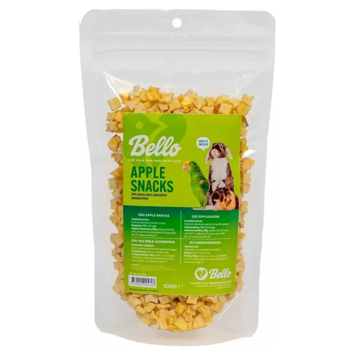 Bello Æblesnacks 100 g – Naturlig frugtsnack til smådyr