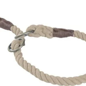 Bomulds halsbånd S 40 cm beige rund