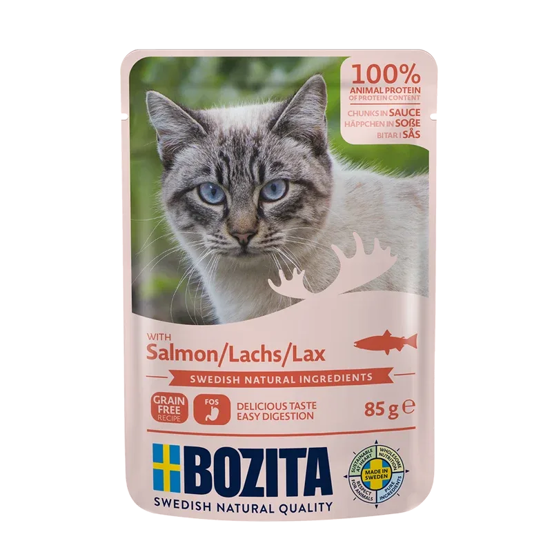 Bozita med laks i sauce 85 g - Bidder i sovs til voksne katte