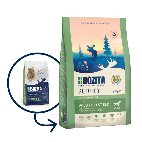 Bozita Purely Adult Elk – Kornfrit tørfoder med elg til voksne hunde