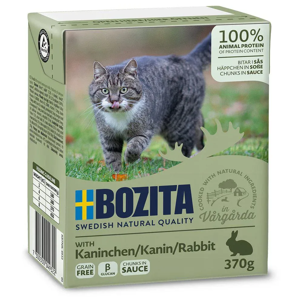 Bozita Vådfoder Til Katte, Kanin Bidder i sovs, 370g