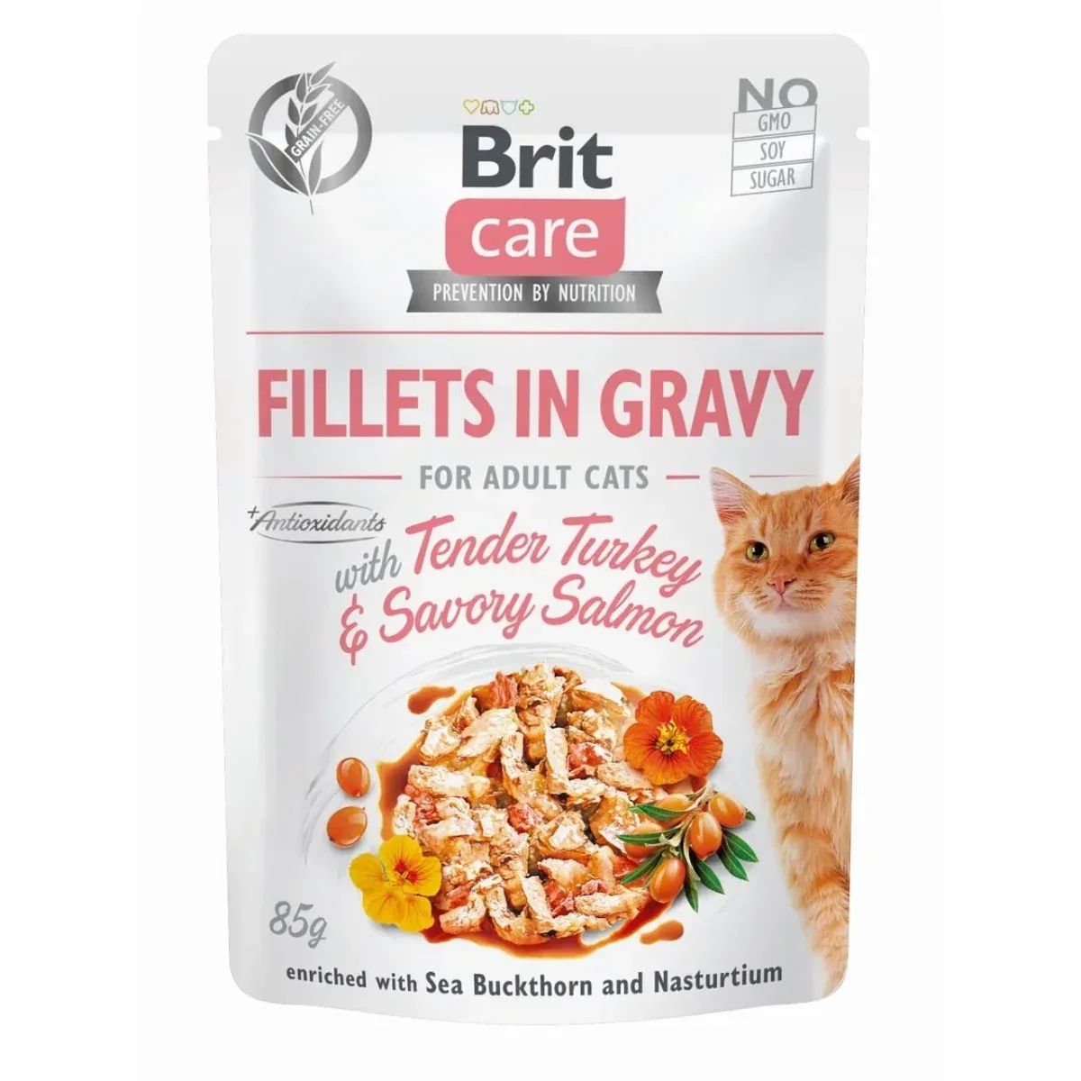 Brit Care Cat Pouch Tender Turkey & Savory Salmon in Gravy 85g