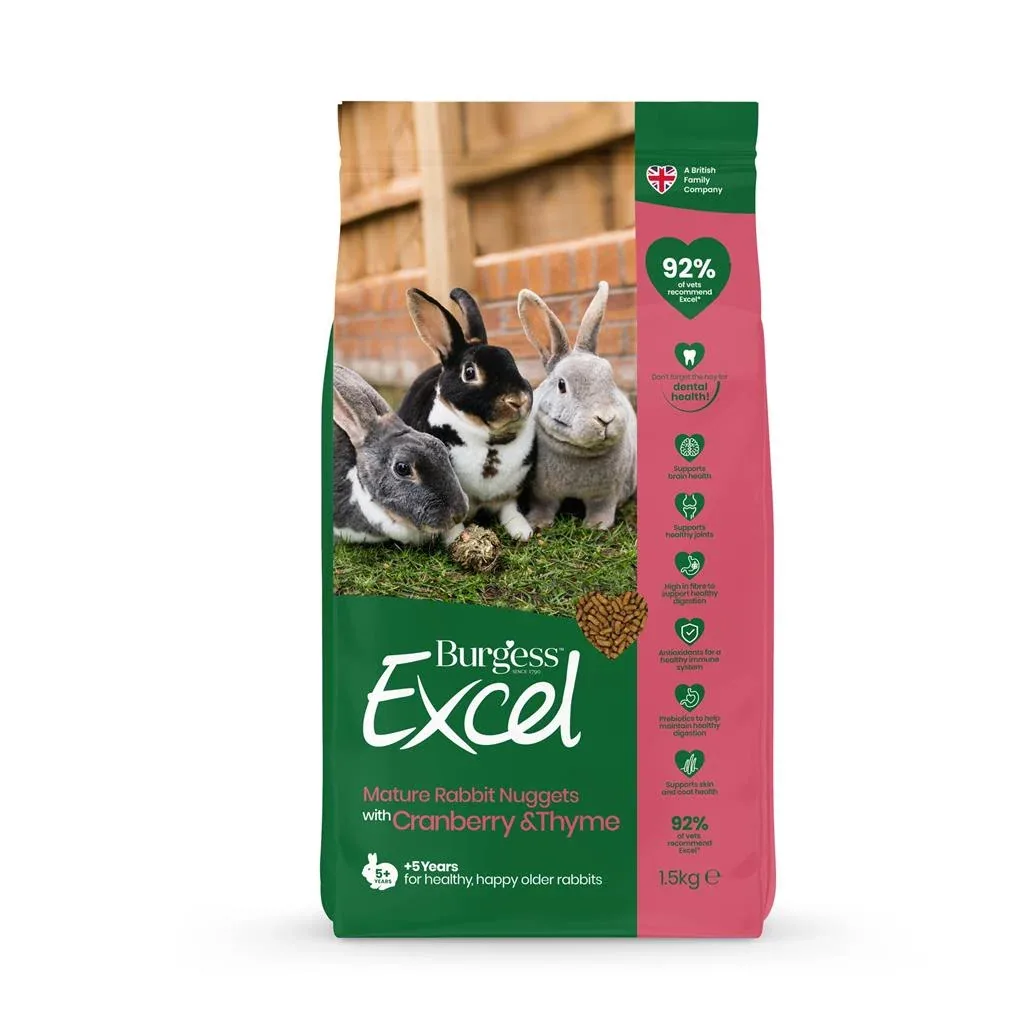 Burgess Excel Senior Kaninfoder – Tranebær & Ginseng til ældre kaniner