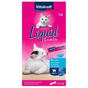 Cat liquid snack laks og omega 3, 6x15 g