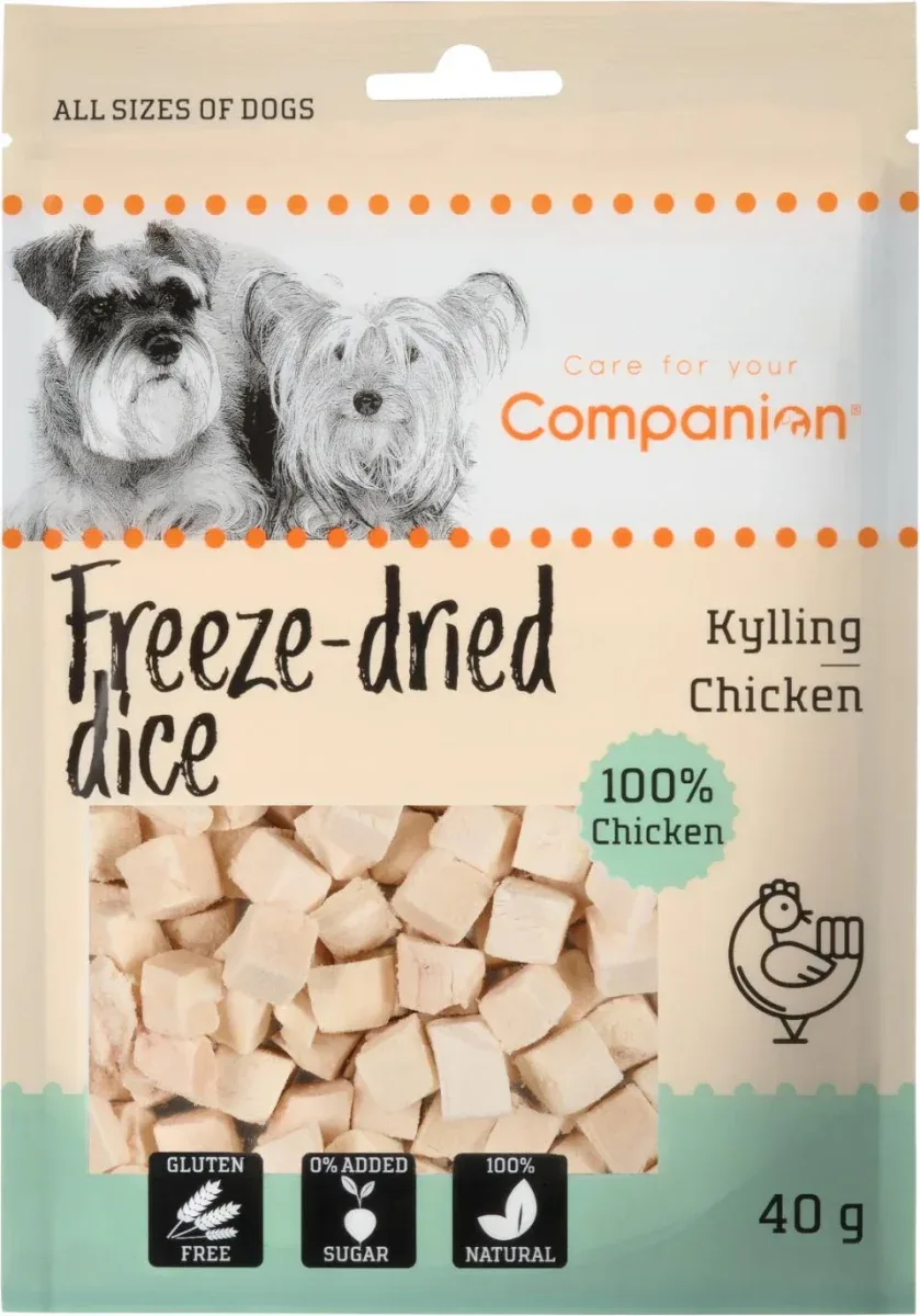 Companion – Frysetørrede terninger m. kylling 40g