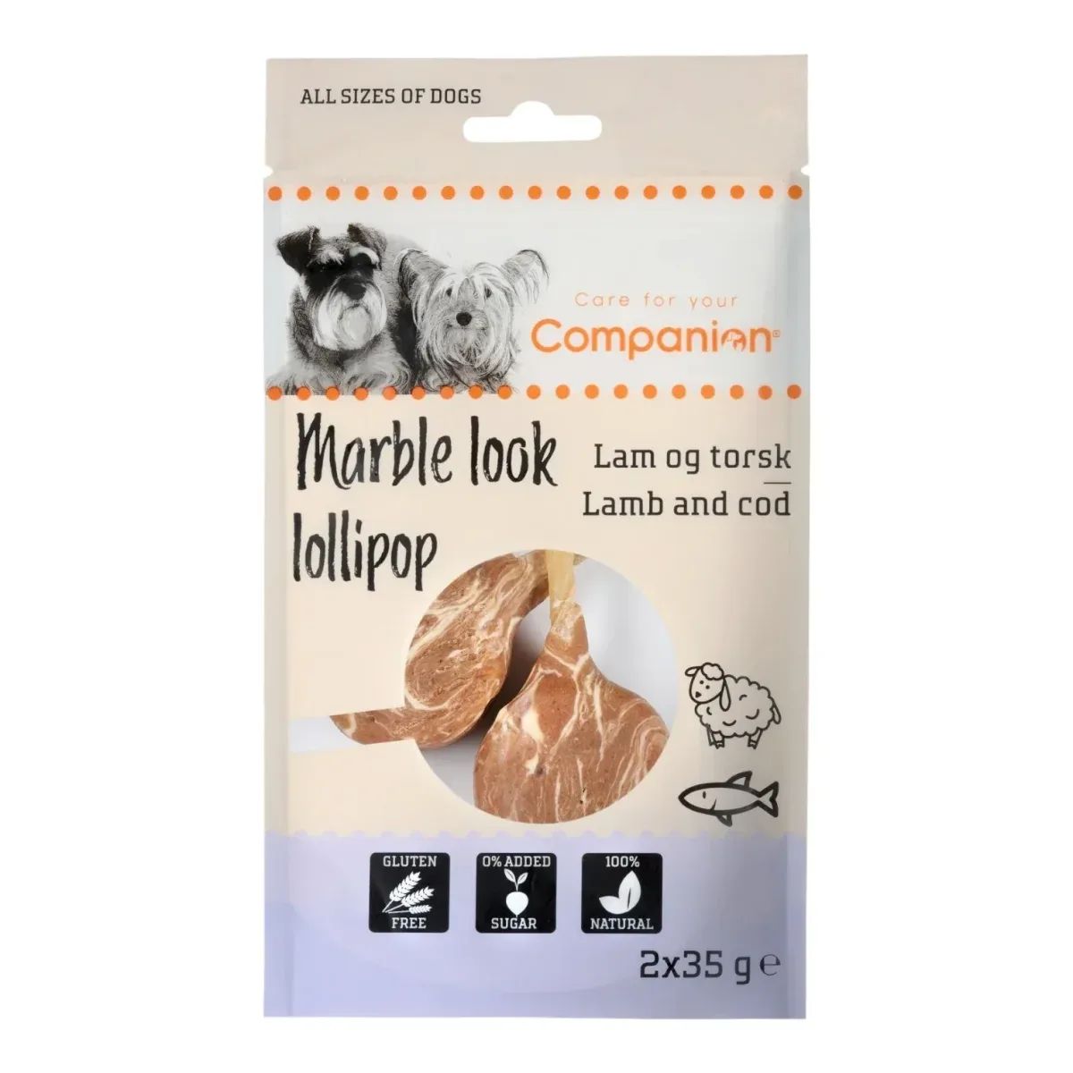 Companion – Marble look Slikkepind – Lam & Torsk 2x 35g