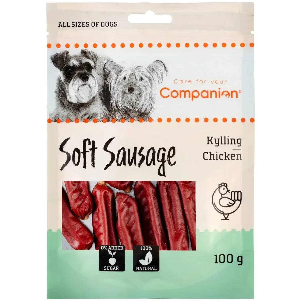 Companion Soft Sausage Kylling 100 g – Blød hundesnack