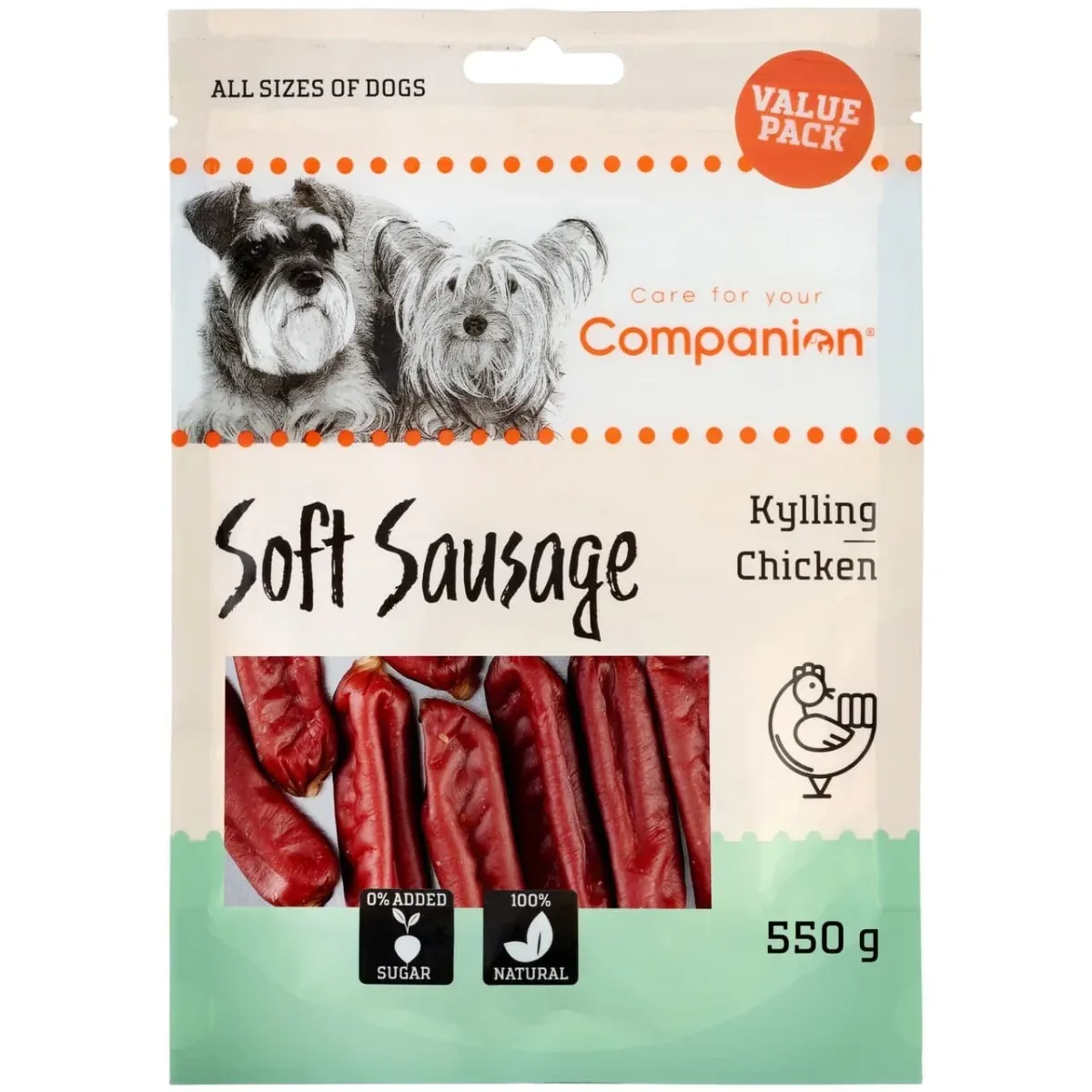 Companion Soft Sausage Kylling 550 g – Blød hundesnack