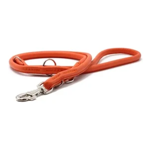 Deluxe Håndlavet Rundlæder Line Justerbar Chrome & Orange 200cm x 6mm