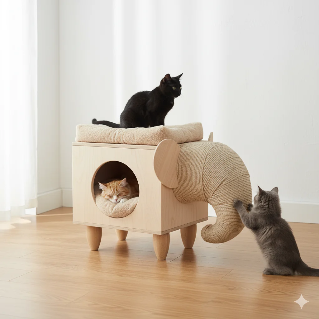 Designet kradsetræ kat i form af et flodhest – model Hippohaven - Image 2
