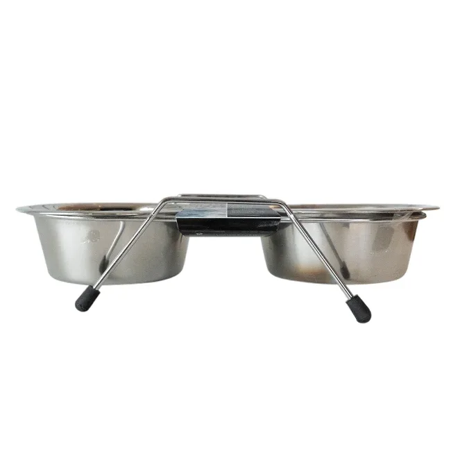 Dobbelt Foderstation i Rustfrit Stål – 2 x 400 ml