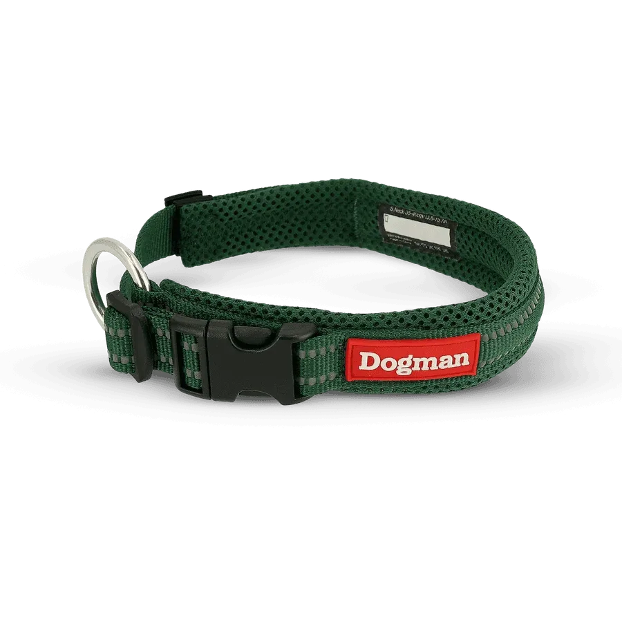 Dogman Air Mesh Polstret Halsbånd, Olivengrøn