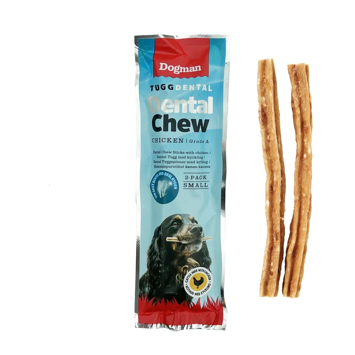 Dogman – Tandrensende tyggepinde m. kylling – 2 stk.