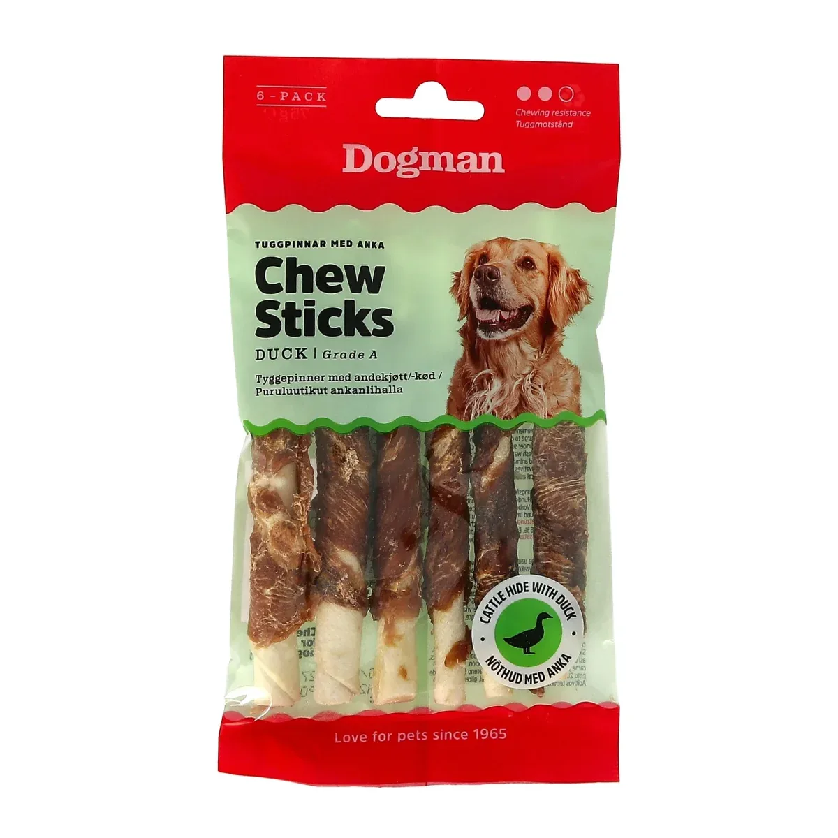 Dogman – Tyggepinde m. And – 6 stk.
