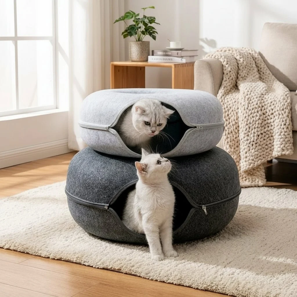 Donut-tunnel til katte – sjovt skjulested og mod kedsomhed