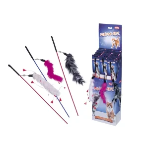 Fiskestang m/fjer assorteret farve