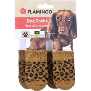 Flamingo Hundesokker Med Non-slip Sål Design Adda Leo LARGE 4stk