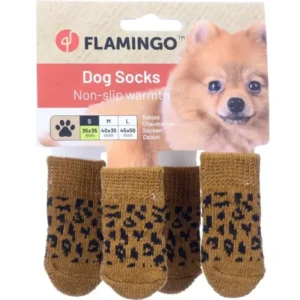 Flamingo Hundesokker Med Non-slip Sål Design Adda Leo SMALL 4stk