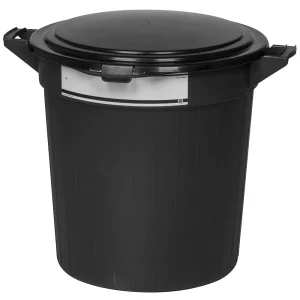 Fodertønde m låg etiket 80 l sort