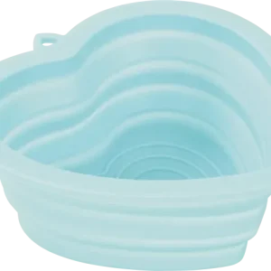 Foldbar skål hjerte lyseblå silikone, 350 ml