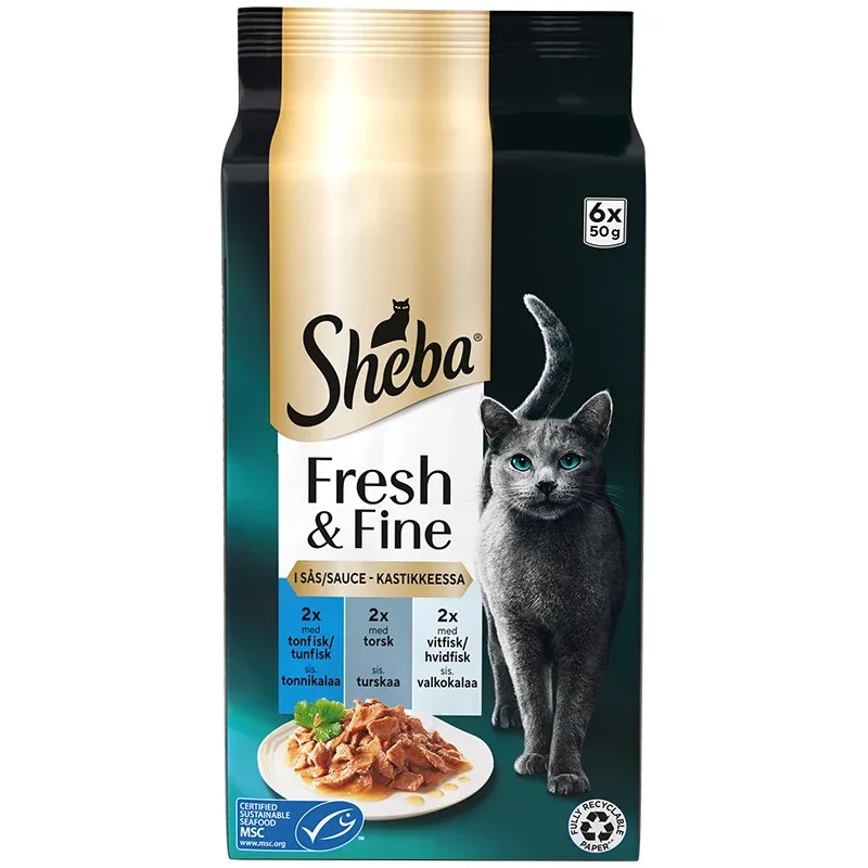Fresh & Fine menuboks pouch m/sauce fisk 6x50g