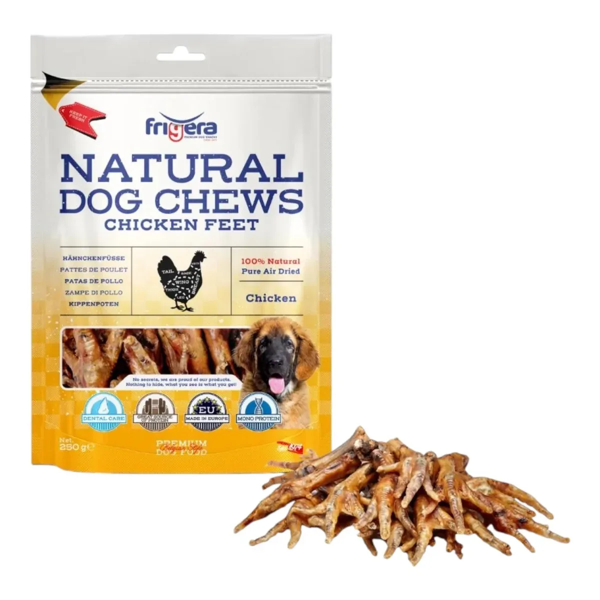 Frigera – Natural Dog Chews – Kyllingefødder 250g