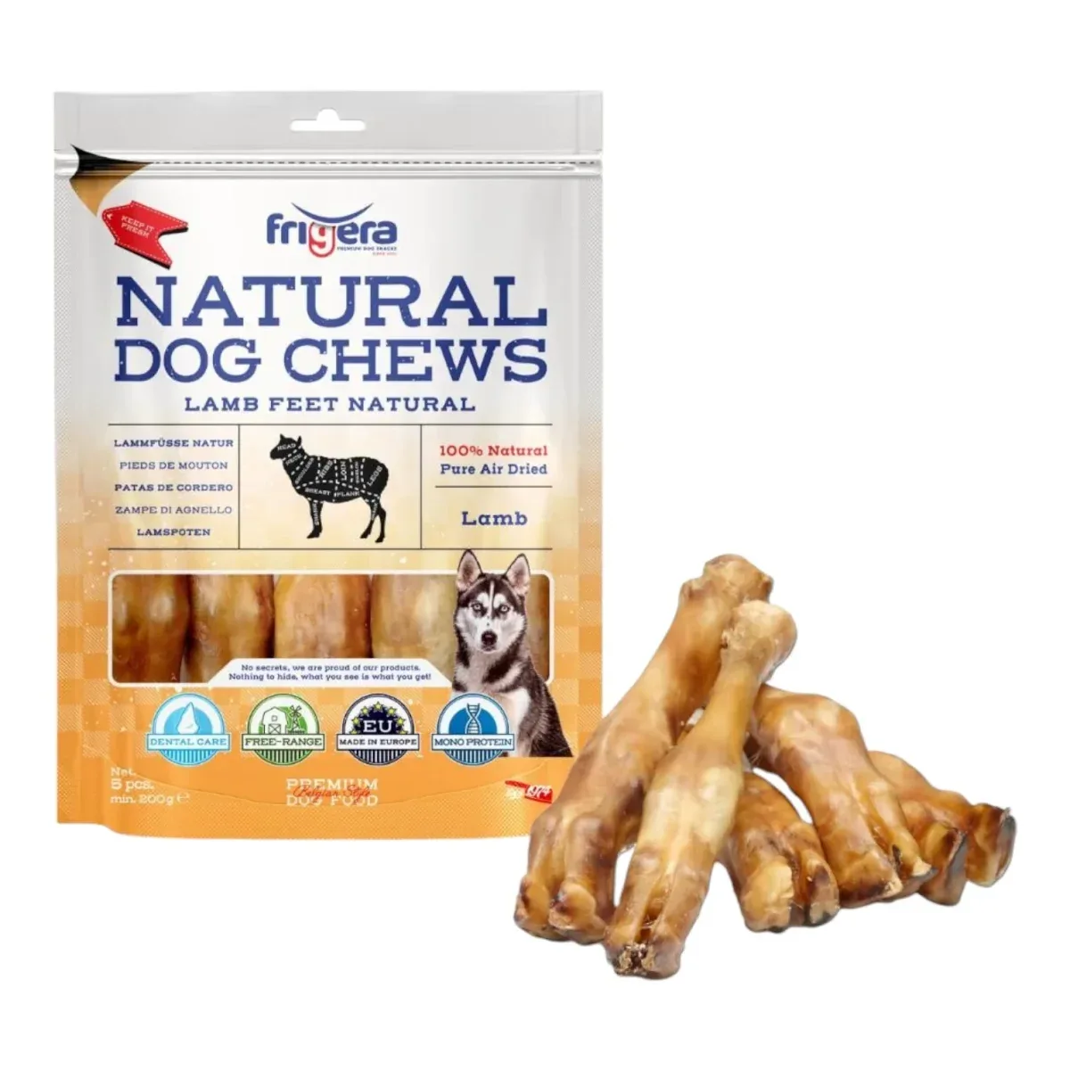 Frigera – Natural Dog Chews – Lammefødder 5 stk.