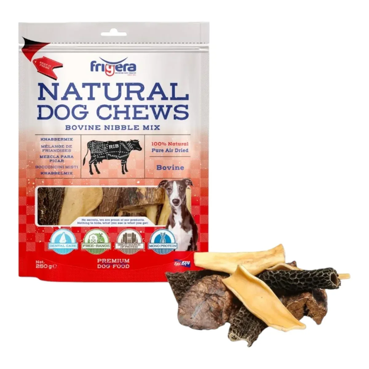 Frigera – Natural Dog Chews – Okse nibble Mix – 250g