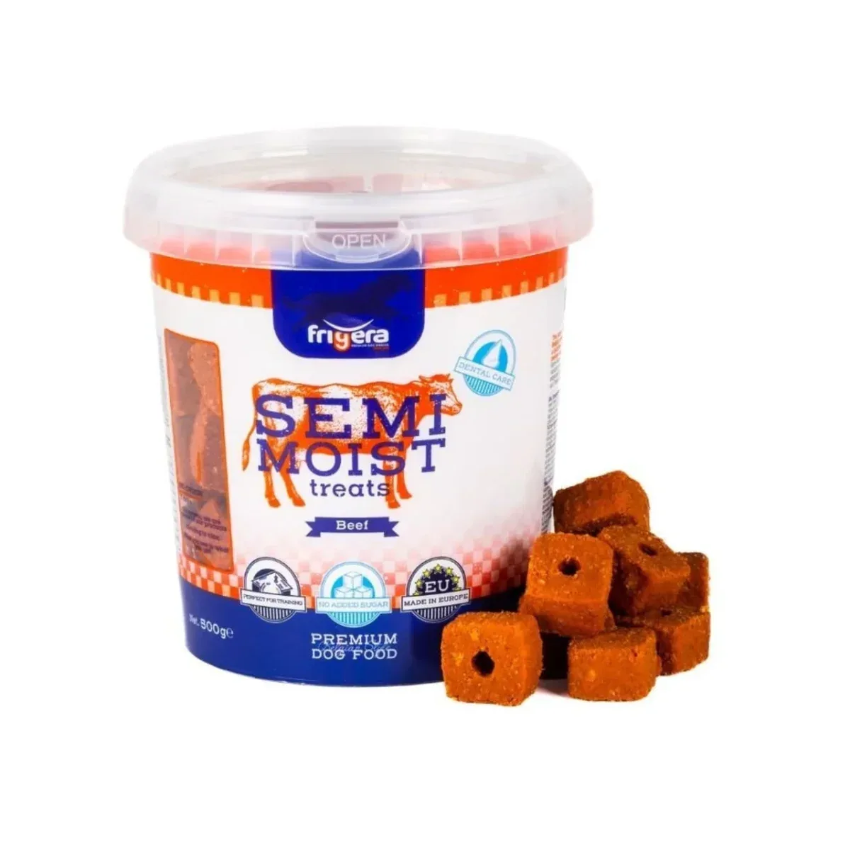 Frigera Semi-Moist Treats Okse 500 g – Bløde hundegodbidder