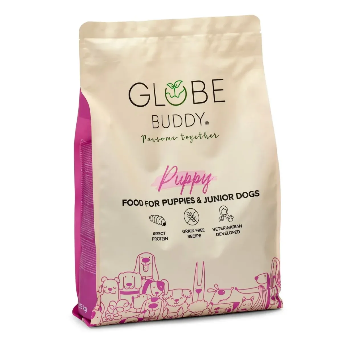 Globe Buddy Puppy 2,5kg Hvalpefoder – Kornfrit med Insektprotein