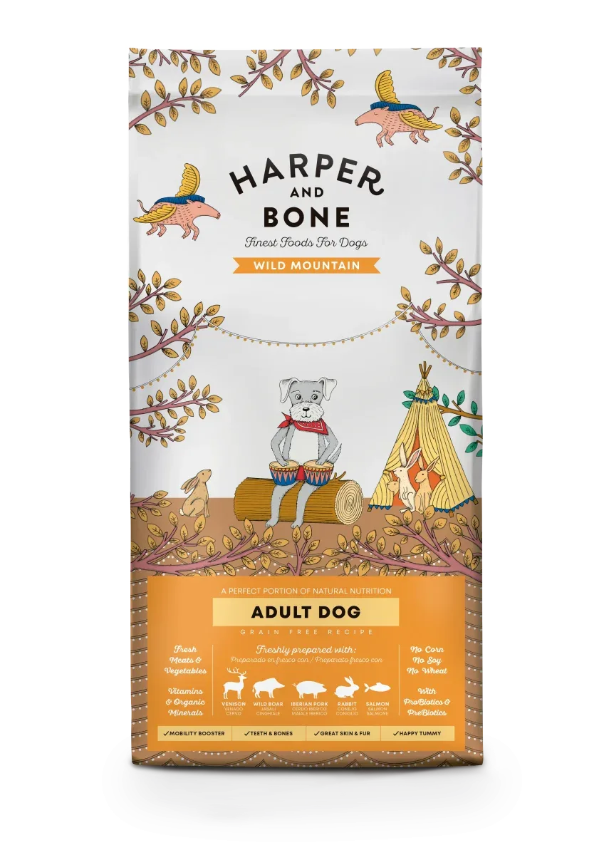 Harper & Bone Wild Mountain – Kornfrit voksen hundefoder – 2 kg