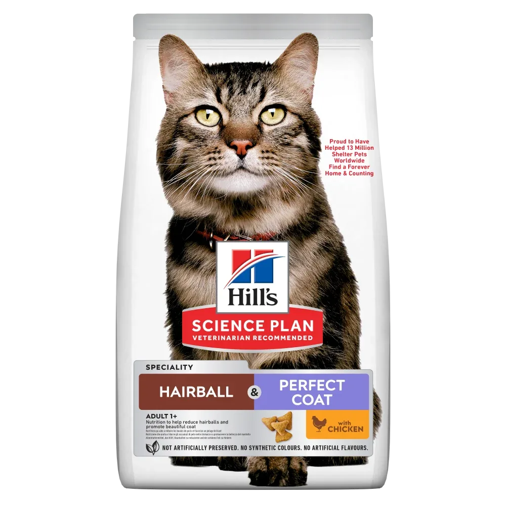 Hills kattemad med kylling. Mod hårboller til voksne indendørs katte på 1 - 6 år