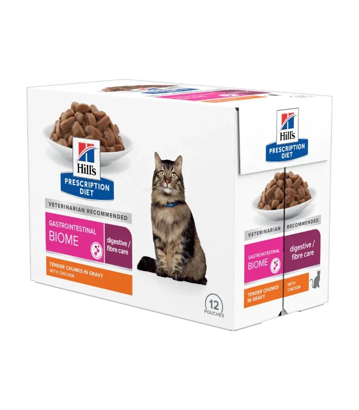 Hill's PRESCRIPTION DIET Gastrointestinal Biome vådfoder til katte med kylling 12x85g portionsposer