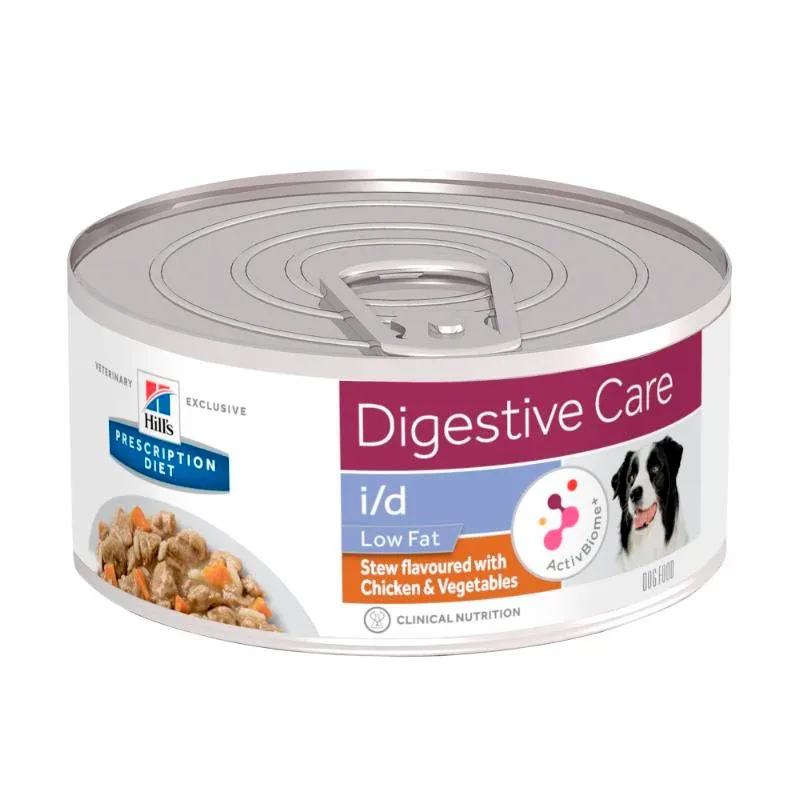 Hill's PRESCRIPTION DIET i/d Low Fat Mini Digestive Care vådfoder til hunde med kylling & tilsatte grøntsager 156g dåser