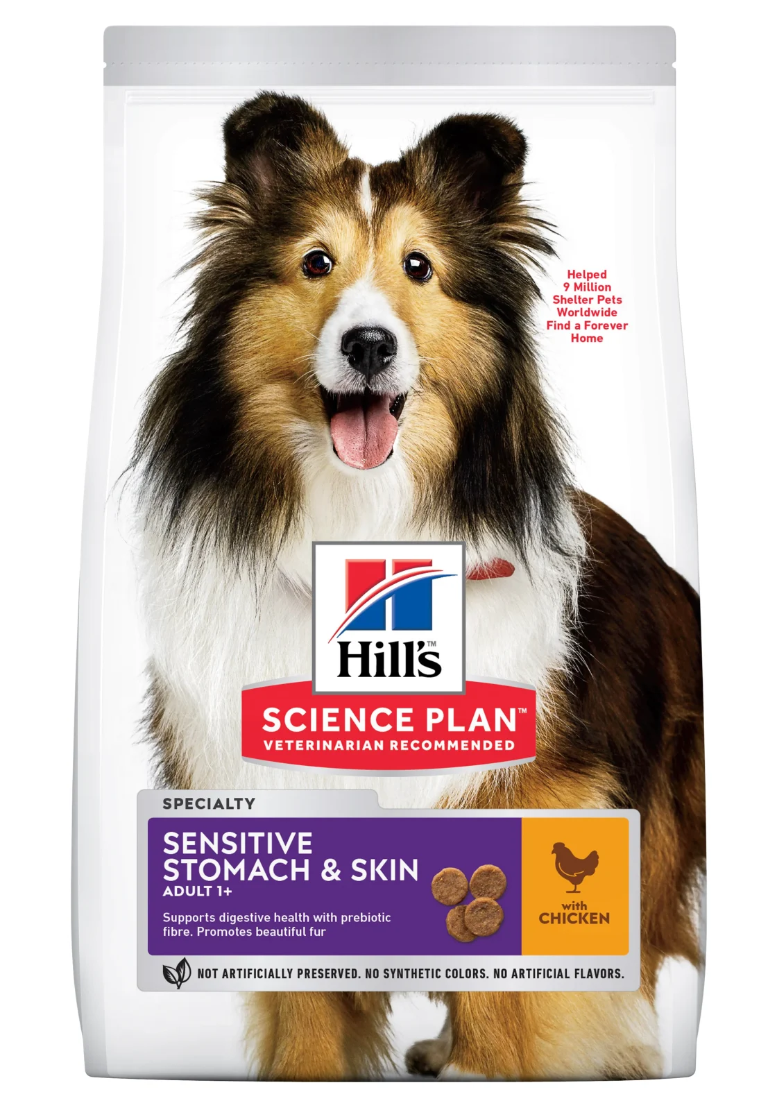 Hills sensitive stomach & skin tørfoder m/ kylling. Til voksne hunde med følsom hud og/eller mave