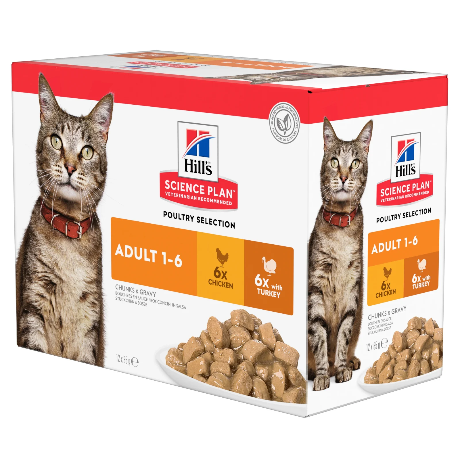 Hills vådfoder til voksne katte i sovs med fjerkræ - Multipack 12x85g