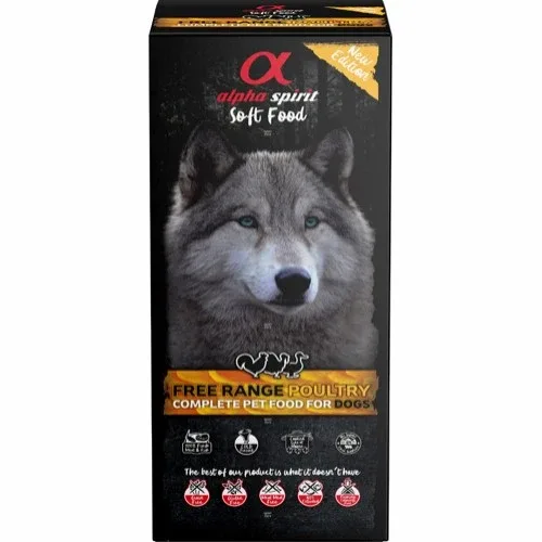 Hundefoder med frilandsfjerkræ i portionspakker 200g, kan også bruges som træningsgodbidder! semi bløde Alphaspirit, kornfri - Image 2