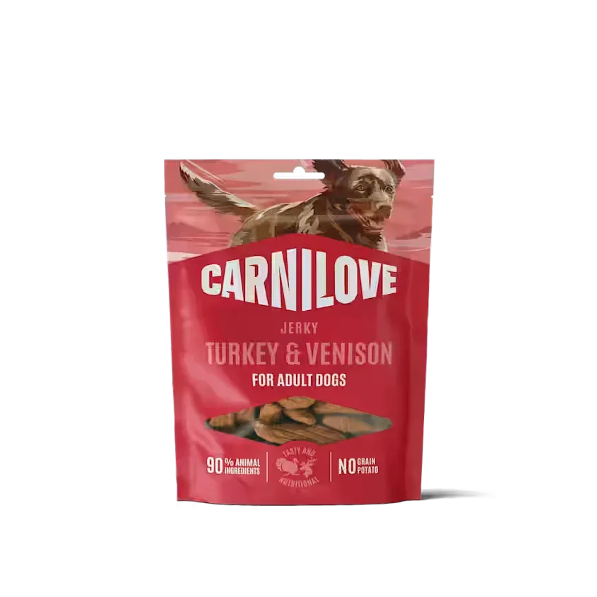 Hundegodbidder Jerky med Kalkun & Vildtkød fra Carnilove - Korn- & Glutenfri