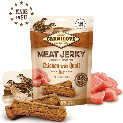 Hundegodbidder Kornfri Kylling med vagtel - MEAT JERKY Fillet